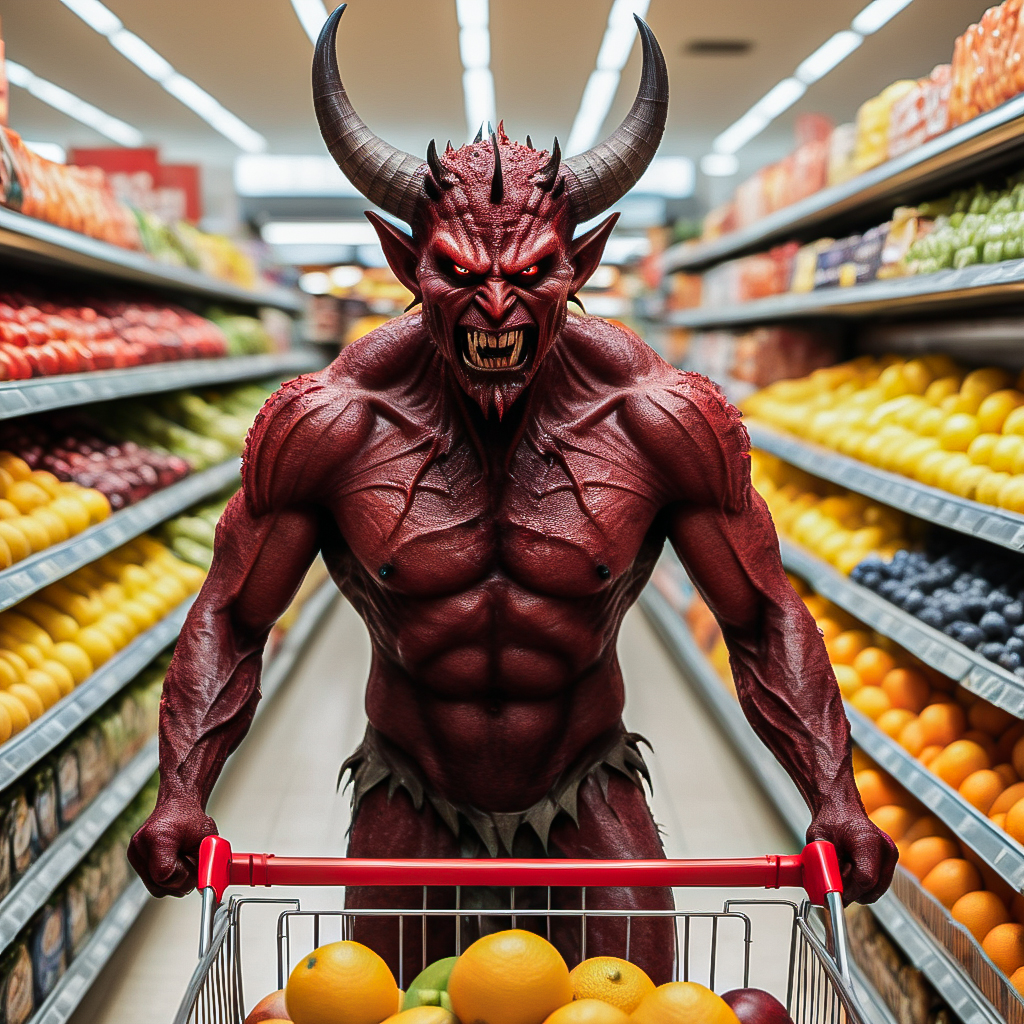 IvanBa_art's tweet photo. Appearance of a demon in a supermarket looking for fruit
#angrydemon #memedemon #memeart #aiart #AIArtCommuity https://t.co/gQ9VEq7OAx