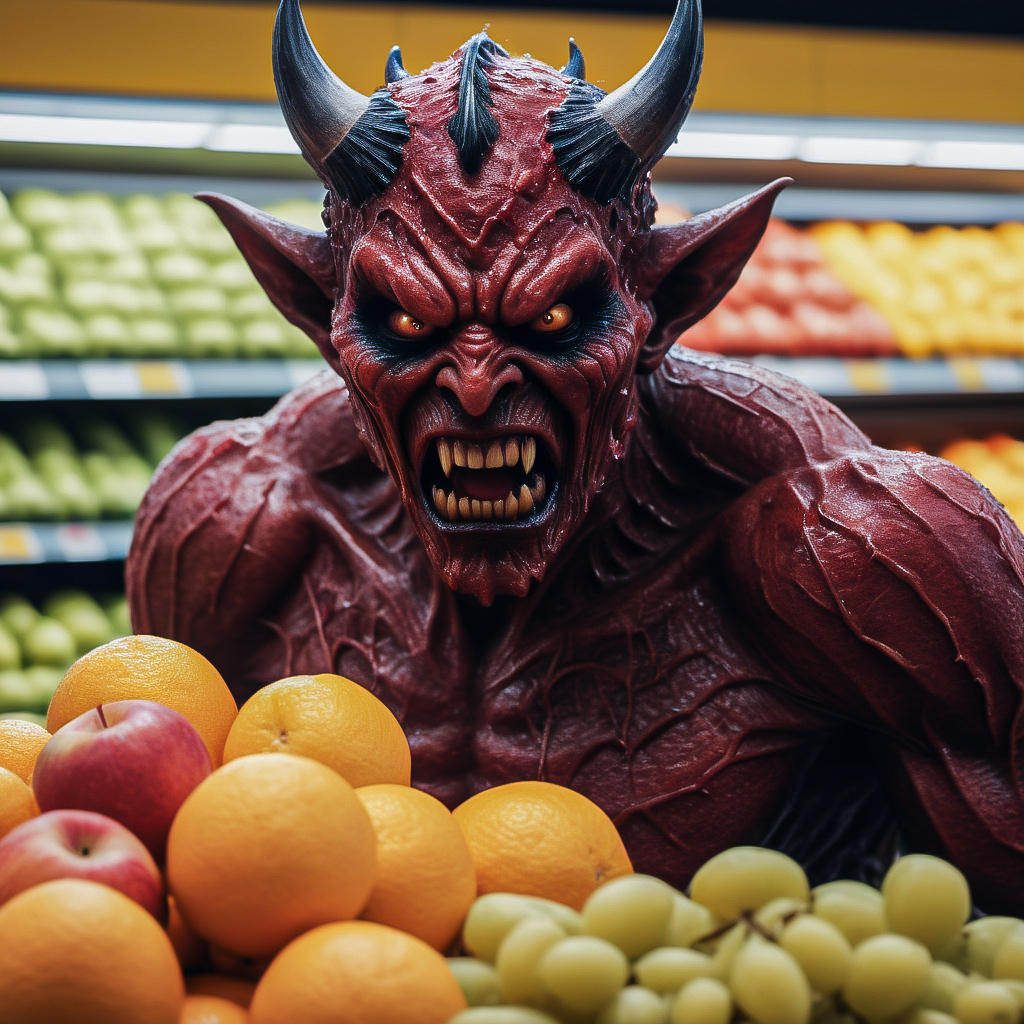 IvanBa_art's tweet photo. Appearance of a demon in a supermarket looking for fruit
#angrydemon #memedemon #memeart #aiart #AIArtCommuity https://t.co/gQ9VEq7OAx