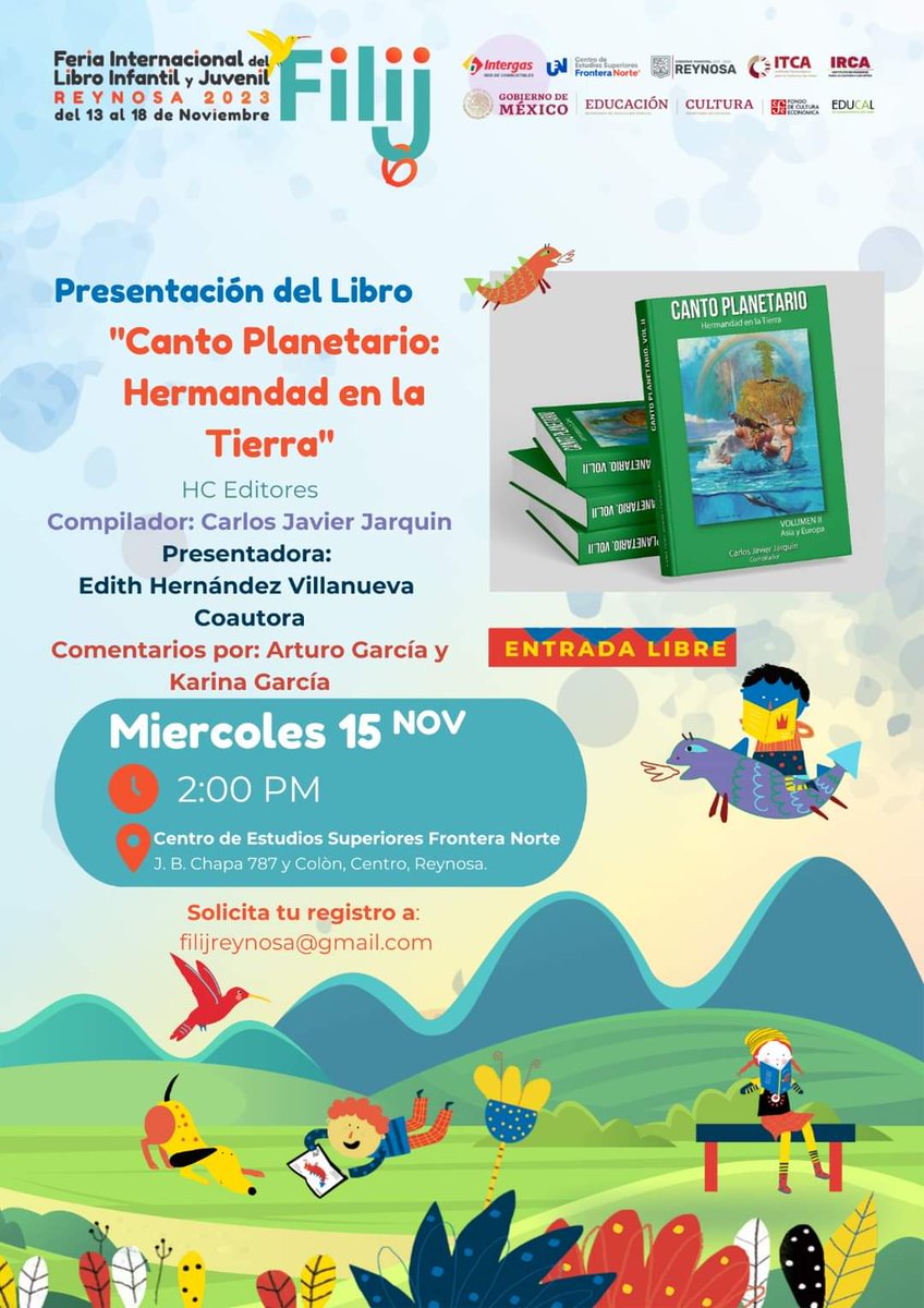 🎉📖🥳 Este es un proyecto multilingüe, multi artístico y multicultural: un CANTO PLANETARIO en toda la extensión que promueve la paz y la hermandad global.  
#FILIJReynosa6 #FILIJReynosa #FILIJ #Reynosa #Libro #CantoPlanetario