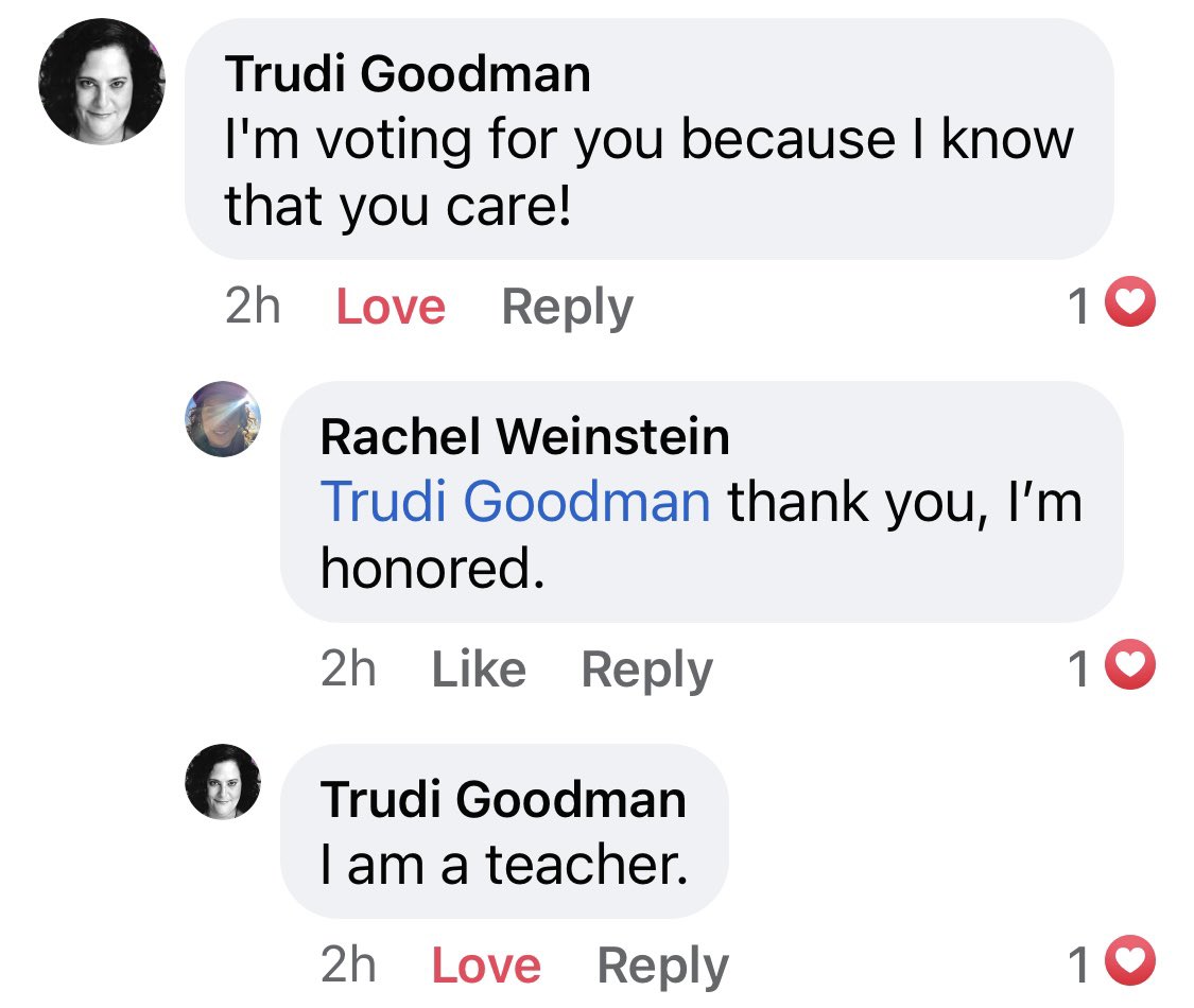 I’m moved to have these unsolicited endorsements from educators! I’m still working hard to get our teachers a great contract (and believe we’re close🤞🏽)! #electionday #cambridgema #schoolcommittee #reelectrachel