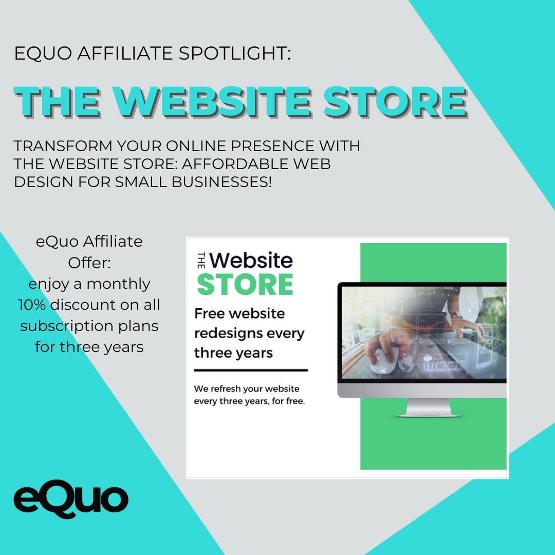 eQuo Affiliate Spotlight- The Website Store.
Transform Your Online Presence with The Website Store: Affordable Web Design for Small Businesses!Learn more at timetogosmall.com #eQuoAffiliate #smallbusiness #TheWebsiteStore