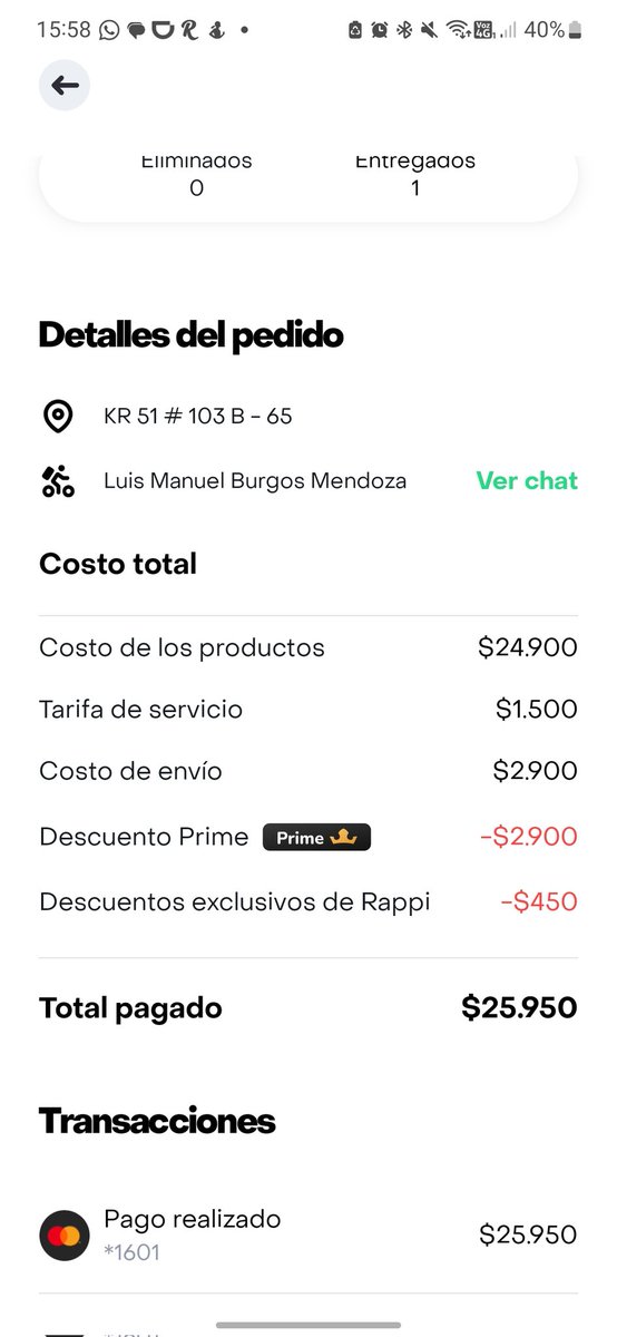 EthanBecerra19's tweet photo. @RappiColombia es inaceptable que se realice un pedido, lo confirme el restaurante y el Rappi domicilio se lo quede porque en ningún momento lo dejó en portería. @RappiColombia ladrones https://t.co/vRUKdF9pAO