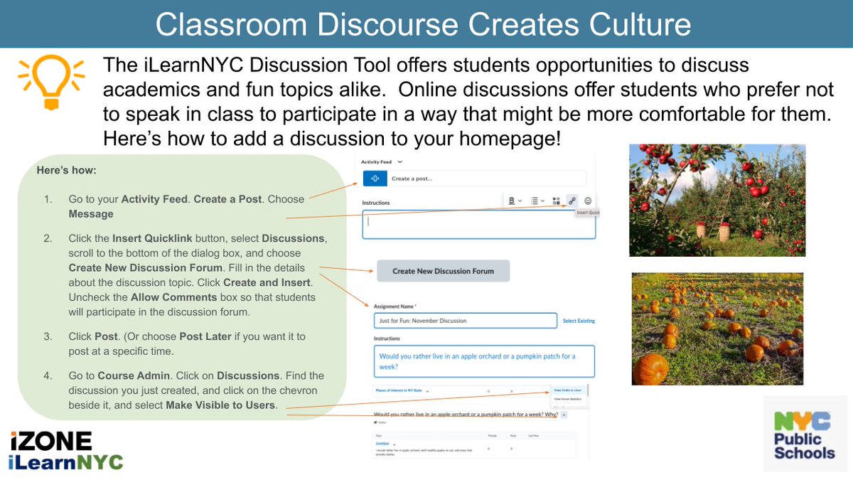 It's so important to honor student voices in the classroom in a variety of ways.  iLearnNYC provides the tools to create virtual discussions for social or academic purposes, graded or ungraded. Try it Tuesday!  #ilearnnyc #ilearnnycpd #nycdoepd