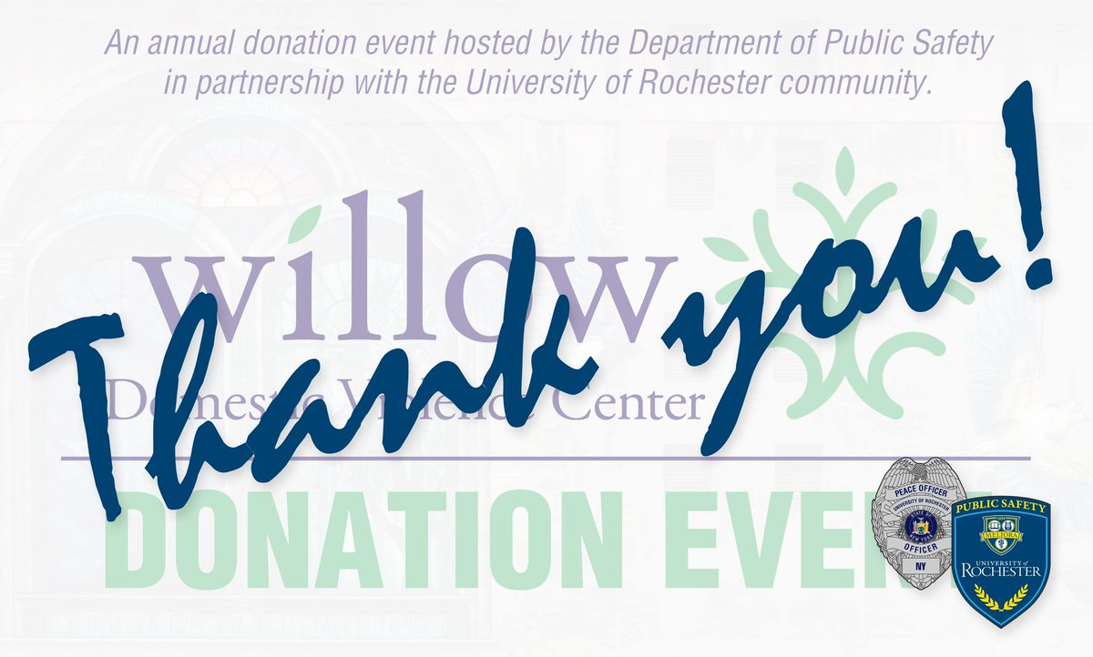 URochesterDPS's tweet photo. Thank you to the @UofR community for another successful donation initiative to benefit @willowcenterny https://t.co/0RKPJOgZk1