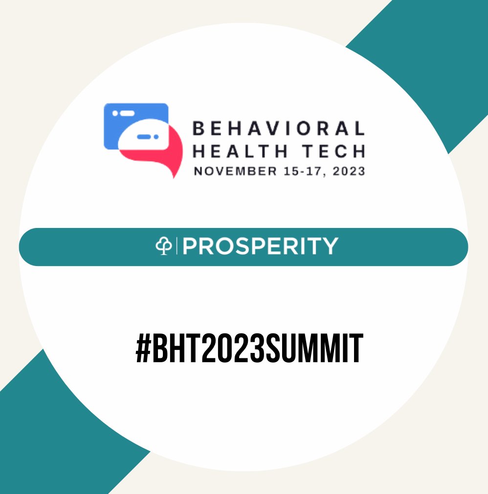 Our team will be on the ground next week at the Behavioral Health Tech Conference. 

At Prosperity, we help behavioral health facilities improve their financial performance using the latest best practices and technology. 

#MentalHealthTech