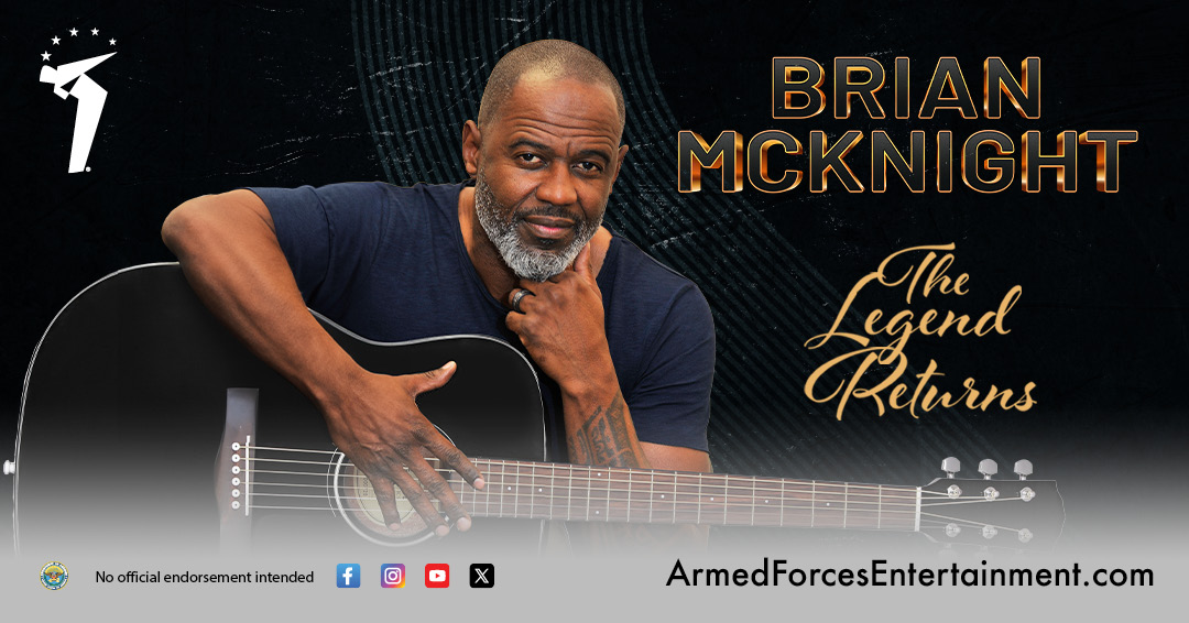 Get lost in the magical music of Brian McKnight as he takes the stage at your base. Do not miss out on a night filled with R&B, soul, and incredible vocals. On tour now! Get details from the AFE website here: armedforcesentertainment.com/upcomingtours/…