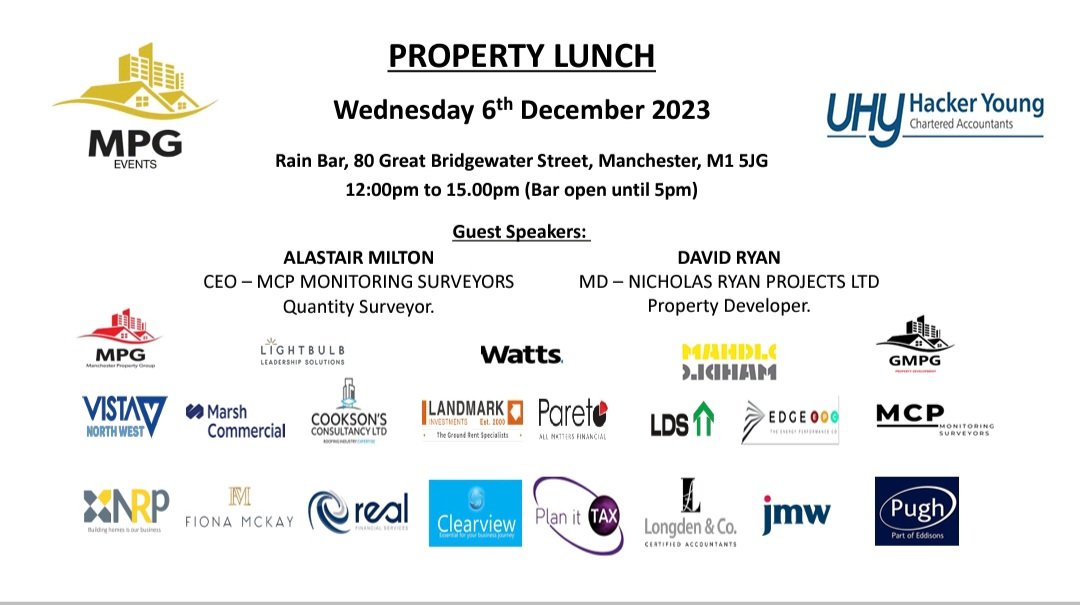 MPG_Manchester's tweet photo. Our Xmas MPG Event is now live for bookings.

We are looking forward to the Q&amp;A with Dave Ryan and Alastair Milton followed by some much needed festive drinks and food.

#property 
#development 
#financebroker 
#networking 
#xmas https://t.co/bwbz9MQJQ0