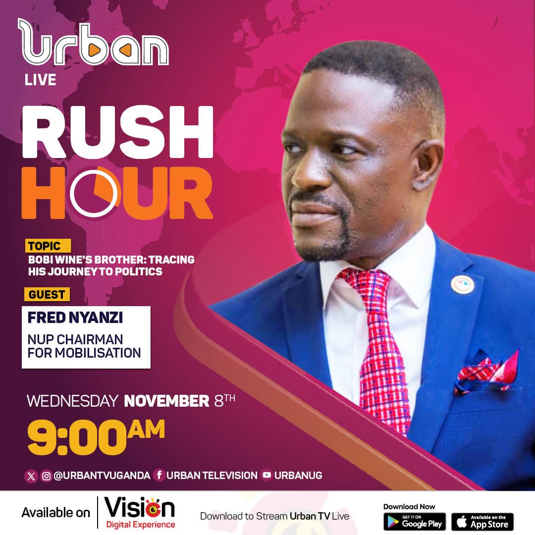NyanziFredd's tweet image. Let me take you on a new adventure! Join me tomorrow, November 8th, Wedn, 9:00 a.m. I will be giving insights into our party politics on Urban TV during the Rush Hour show. 🎥🗳️ #KungaUgandaKunga #BobiWineThePeoplesPresident
