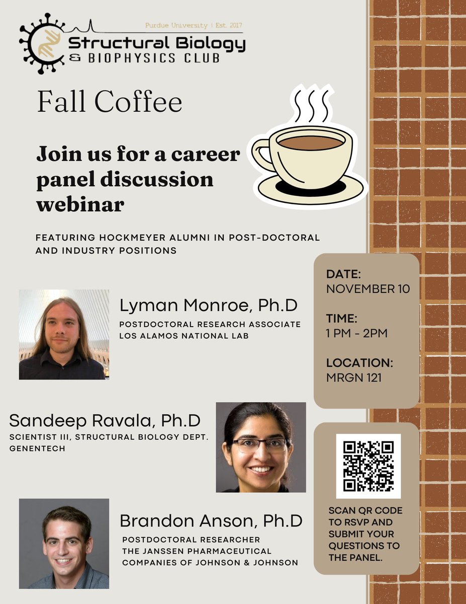 Worried about post-graduate life? Worry no more! Have all of your questions and concerns addressed by our panel of amazing Hockmeyer alumni during our Fall Coffee event this Friday. Link to RSVP is below. Be prepared with plenty of  questions!
docs.google.com/forms/d/e/1FAI…