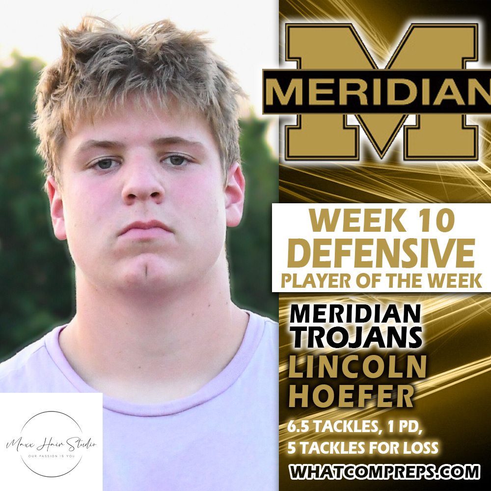 Whatcom Preps (@whatcompreps) on Twitter photo Congratulations to <a href="/meridianfb/">MeridianFootball.com</a> junior defensive end <a href="/LincolnHoefer/">Lincoln Hoefer</a> on being named the Maxx Hair Studio Defensive Player of the Week! Congratulations to <a href="/meridianfb/">MeridianFootball.com</a> junior defensive end <a href="/LincolnHoefer/">Lincoln Hoefer</a> on being named the Maxx Hair Studio Defensive Player of the Week!