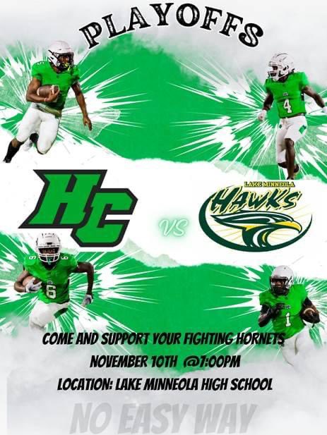 Haines city!!! Come out and support your own Haines City Hornets as they play in their first playoff berth in over 10+ years <a href="/HFBC_Herrington/">Patrick Herrington</a> <a href="/slack_coach/">Coach Slack</a> <a href="/chefcoachcraig/">Craig Ducking Sr</a> <a href="/iam_dch13/">Dwayne Harris Jr</a>