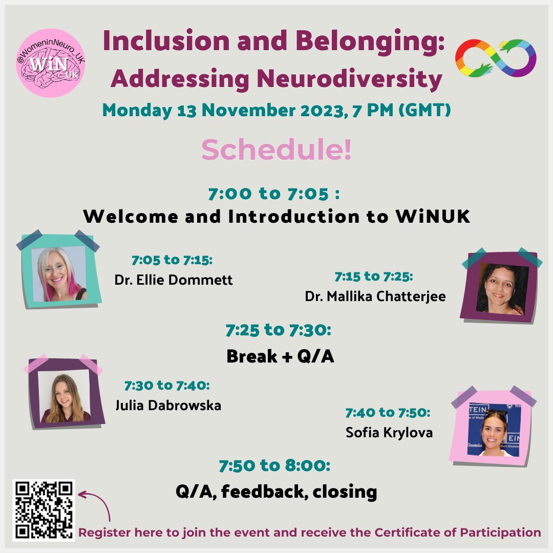 🚨It’s not too late to sign up for our virtual event next week - Inclusion and Belonging: Addressing Neurodiversity 🌟

📅 Date: Monday, November 13th, 2023
🕖 Time: 7:00 PM - 8:00 PM GMT