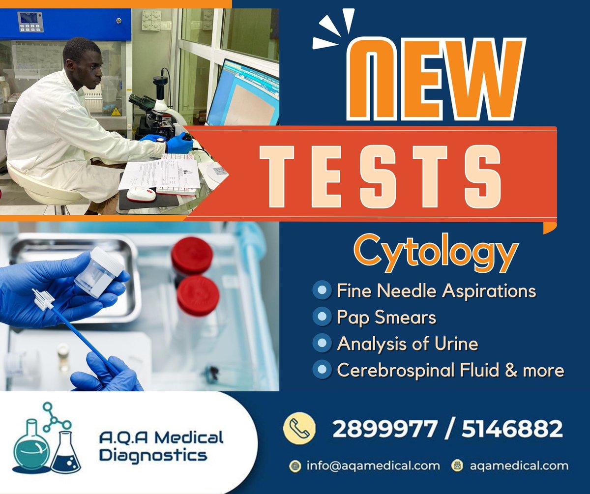 aqamedical's tweet photo. Our goal at AQA Lab is to ➡️ provide excellent diagnostic services. We are happy 😊 to inform you that we have expanded our range of tests 🧪to include Histology and Cytology, which will improve our ability to diagnose🔦 and identify diseases 🦠 .
#AqaCares
#NewTests
#Aqa https://t.co/wsbu8OQKtg