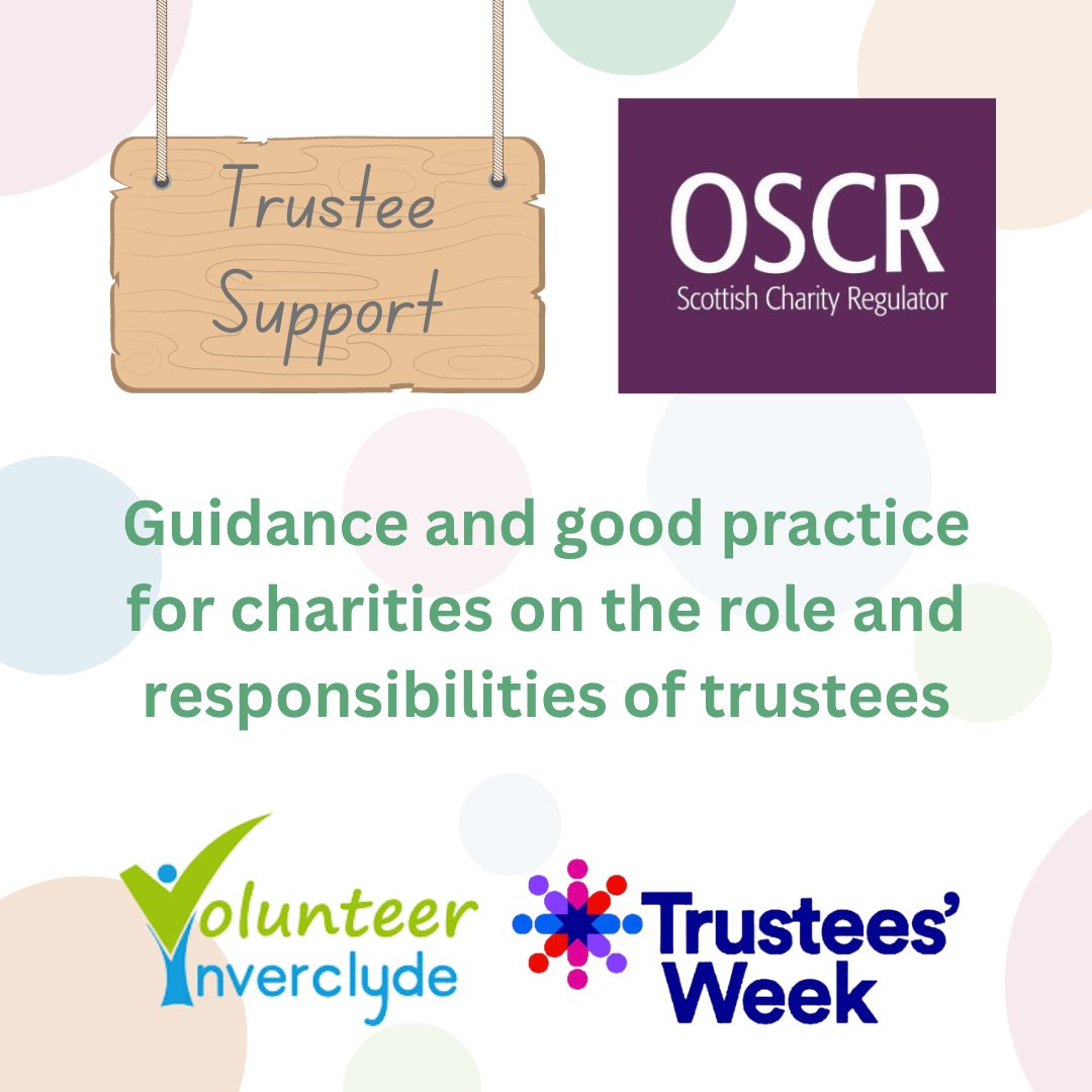 #TrusteesWeek is a good opportunity to double check you’re up to speed on Board regulations and best practice – @ScotCharityReg is here to help. They have detailed info about the role and responsibility of a trustee: oscr.org.uk/managing-a-cha….
