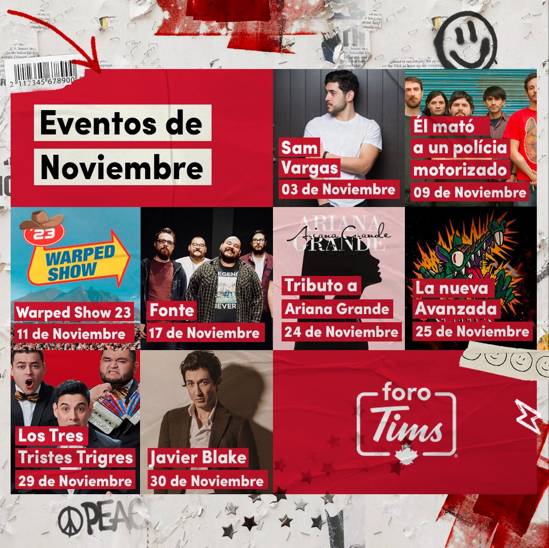 Eventos de Noviembre 🎸😎‼️ 
¿A cuál vas a venir? 

Boletos en taquilla y Ticketmaster.