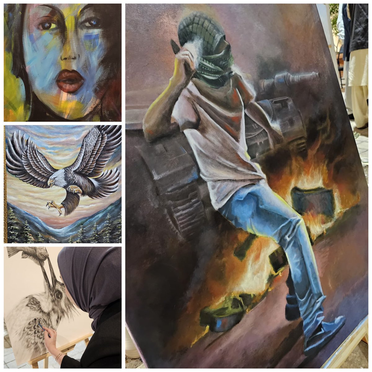 PakinKuwait's tweet photo. Famous Truck Artists from 🇵🇰&amp; Kuwaiti artists showcased an exciting cultural fusion,  bridging borders through art. Mr. Musaed Al-Zamal,Assistant Secretary General of the arts sector (NCCAL) was the chief guest. https://t.co/T3Wy2Yl3ye
