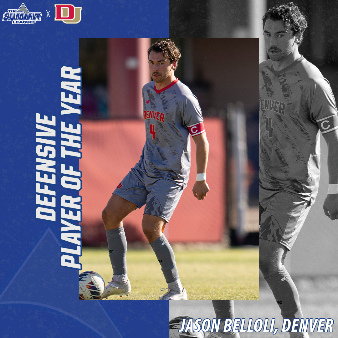 TheSummitLeague's tweet photo. ⚽️ #SummitMSOC Individual Awards ⚽️

𝐃𝐞𝐟𝐞𝐧𝐬𝐢𝐯𝐞 𝐏𝐥𝐚𝐲𝐞𝐫 𝐨𝐟 𝐭𝐡𝐞 𝐘𝐞𝐚𝐫: Jason Belloli, @DU_MSoccer 

📰 https://t.co/iyTdPy0Pvj

#ReachTheSummit https://t.co/BqYhpOdBpI
