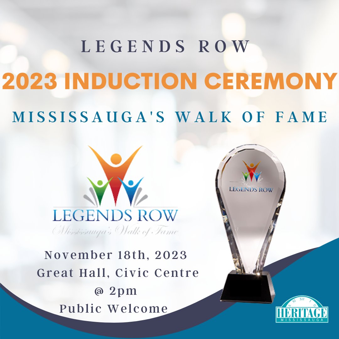 HeritageMssauga's tweet photo. Everyone is welcome! Public is invited to the Legends Row 2023 Induction Ceremony on Nov 18th! This year's three new members: @PeterGilgan, @PattiJannetta, and @JackAPrazeres

@SingToronto
@MissITALFEST
@lusocharities
#legendsrow #mississaugaevent https://t.co/giH48eMM89