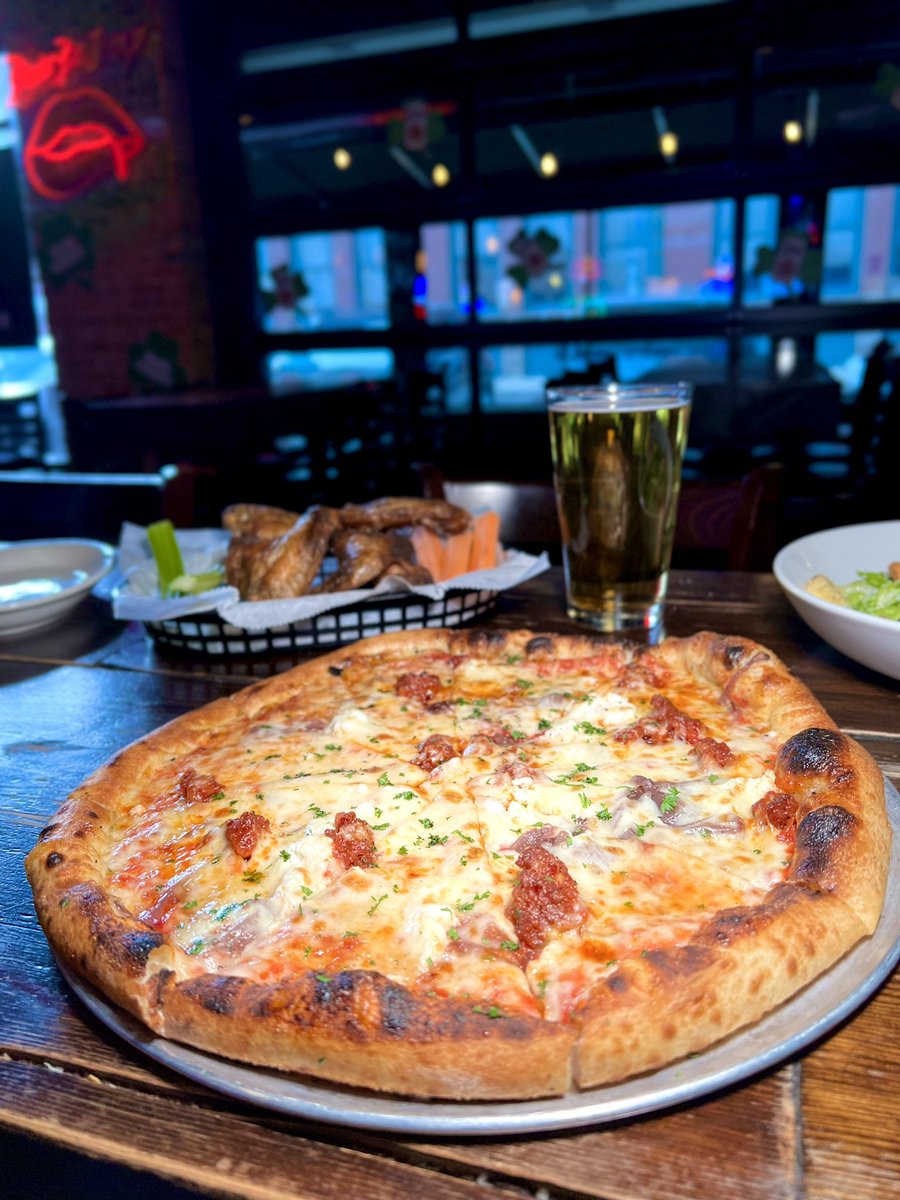 The correct answer is always pizza! See you at PB&amp;J! #westloop #chicago #pizza #beer #jukebox