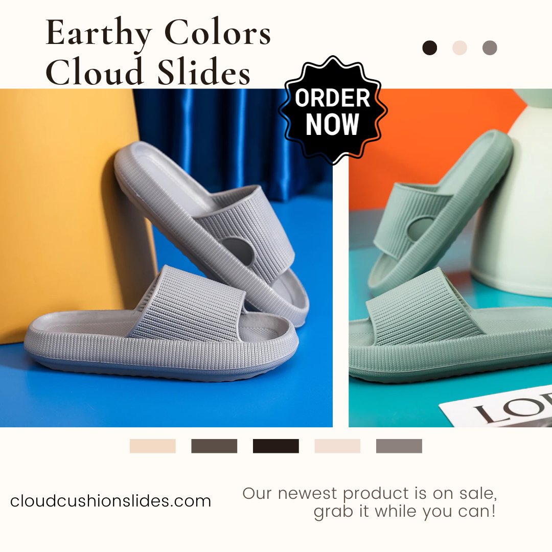 Step into the comfort of nature with our Earthy Colors Cloud Slides! 🌿👣 These slides are like walking on a soft and stylish trail, providing the ultimate comfort and connection to nature. 
Shop Now: cloudcushionslides.com/products/earth…
#CloudSlides #EarthyColors #FootwearHeaven
