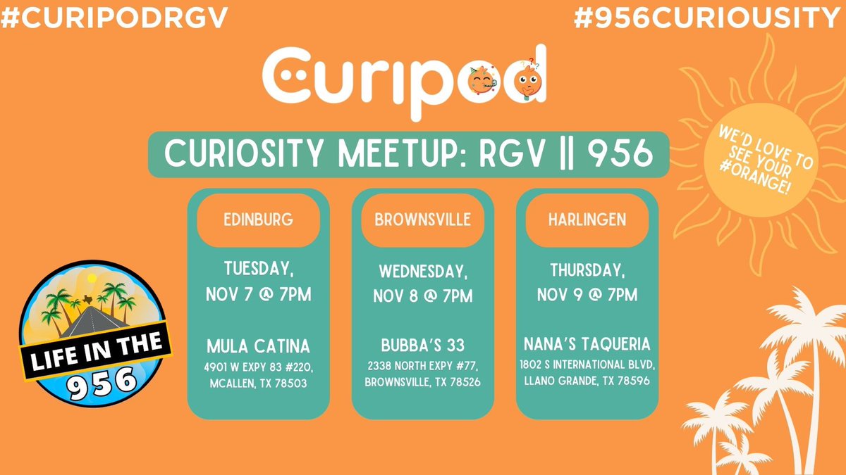 curipodofficial's tweet photo. Come join us tonight, Wednesday or Thursday in The Valley🧡 let’s  chat and enjoy some delicious food together 🍕🌮

#RGVEdTech https://t.co/XkYbcde2QO