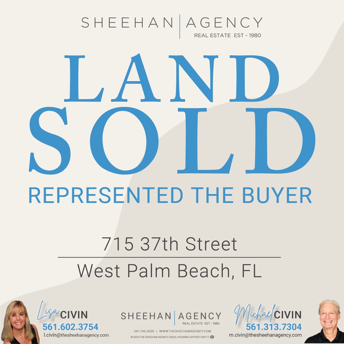 LAND SOLD! 🎉
Represented the Buyer!
📍715 37th Street, West Palm Beach, FL

Lisa Civin
561.602.3754

Michael Civin
561.313.7304

#land #landforsale #landsold#thesheehanagency#RepresentedtheBuyer#westpalmbeach #WPB #WPBhomes#westpalmbeachrealestate #palmbeachcounty