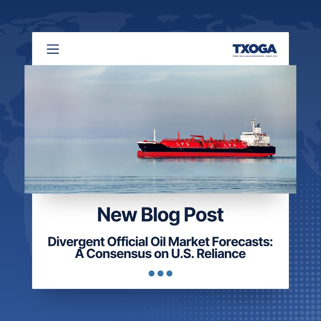 Check out the latest analysis by TXOGA chief economist @RDeanForeman1 which examines divergent oil market forecasts and the continued importance and role of the U.S. in meeting global energy demand. Read more: txoga.org/divergent-offi…