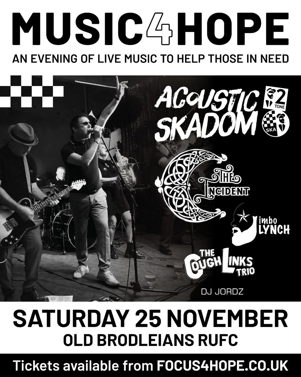Focus4Hope (@focus4hope) on Twitter photo Get your tickets booked to our live band night <a href="/OldBrodleians/">Old Brodleians</a>
Saturday 25th November 7pm.
Raising funds to feed vulnerable families this Christmas 🎄 Get your tickets booked to our live band night <a href="/OldBrodleians/">Old Brodleians</a>
Saturday 25th November 7pm.
Raising funds to feed vulnerable families this Christmas 🎄