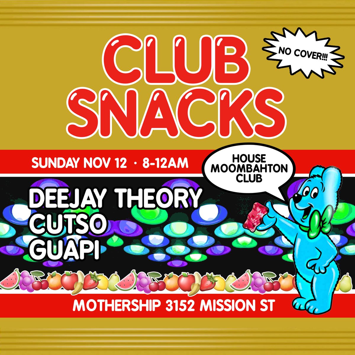 CLUB SNACKS!
Sunday at Mothership
No Cover / Doors 8pm
Theory / Cutso / Guapi