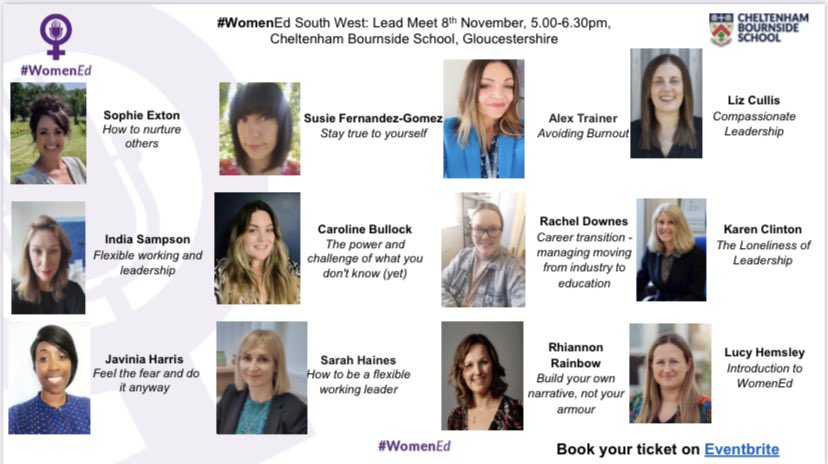👀 Look at this fantastic line up of women leaders who are speaking TOMORROW at our SW Lead Meet @bournsideschool 

⭐️ Tickets may be sold out on eventbrite, but you can still join us by emailing womenedsw@gmail.com