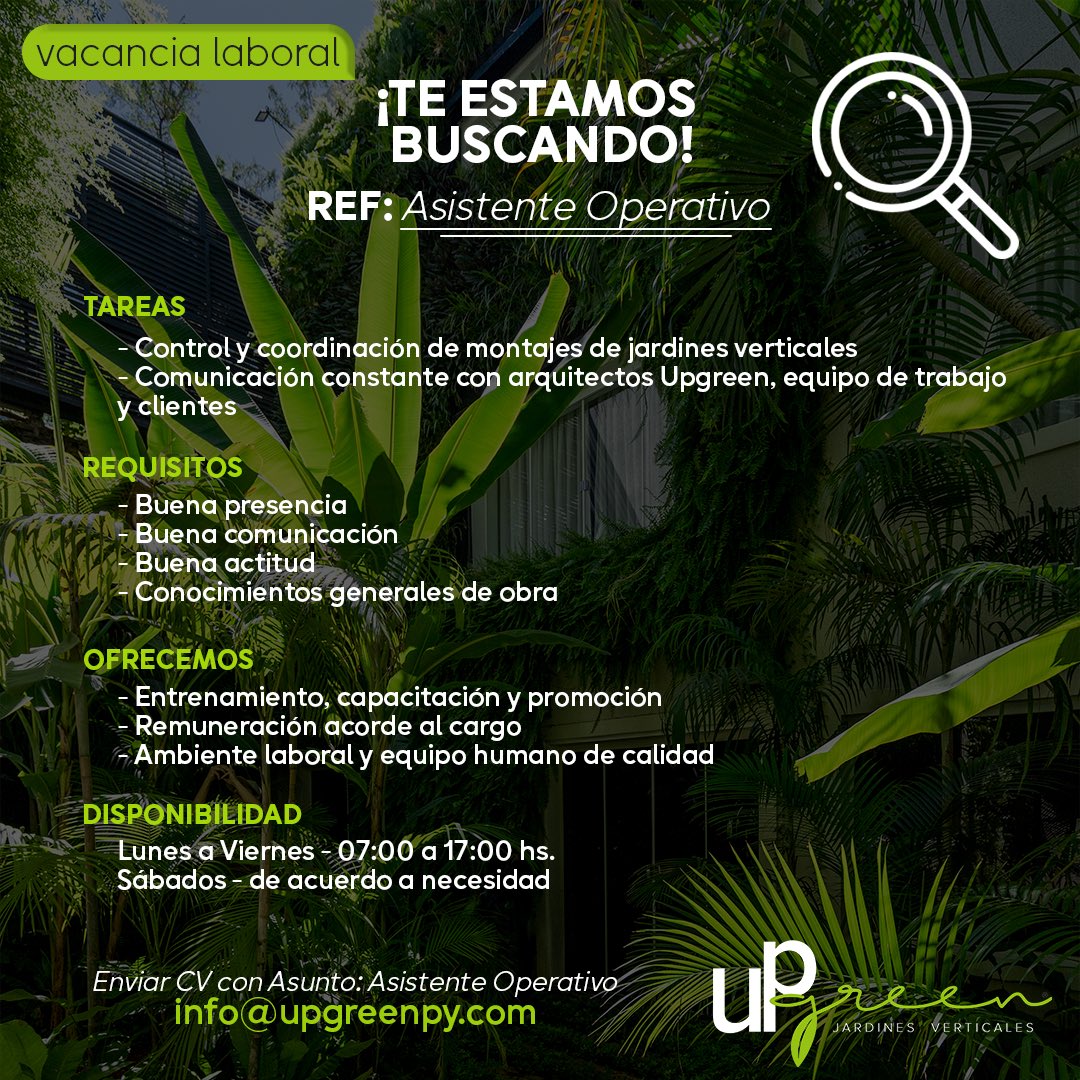 gabrielbnitez's tweet image. Atención Vacancia Laboral en @Upgreenpy ‼️‼️‼️‼️ si me pueden ayudar con un RT 🌱🌱🌱