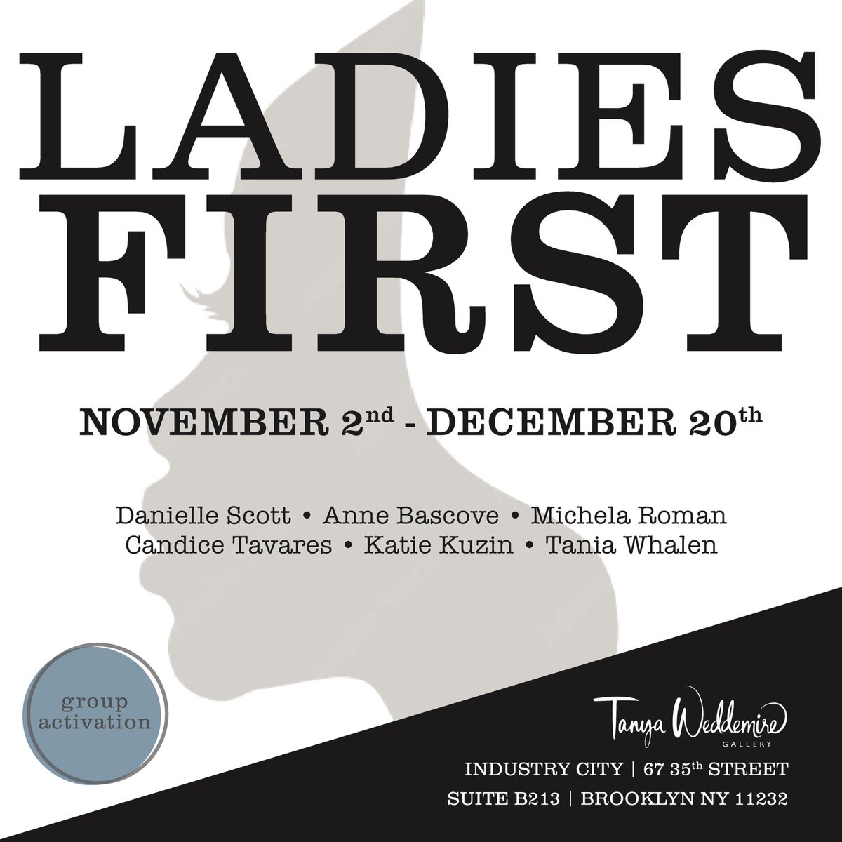 _twgallery_'s tweet photo. Ladies First” is a group art activation 
November 2nd - December 20th of 2023 @industrycity at the @tanyaweddemiregallery. 
The exhibition will feature the works of six talented artists: 
Danielle Scott 
Anne Bascove 
Michela Roman 
Candice Tavares 
Katie Kuzin 
Tania Whalen https://t.co/nzxdGhZQ6b