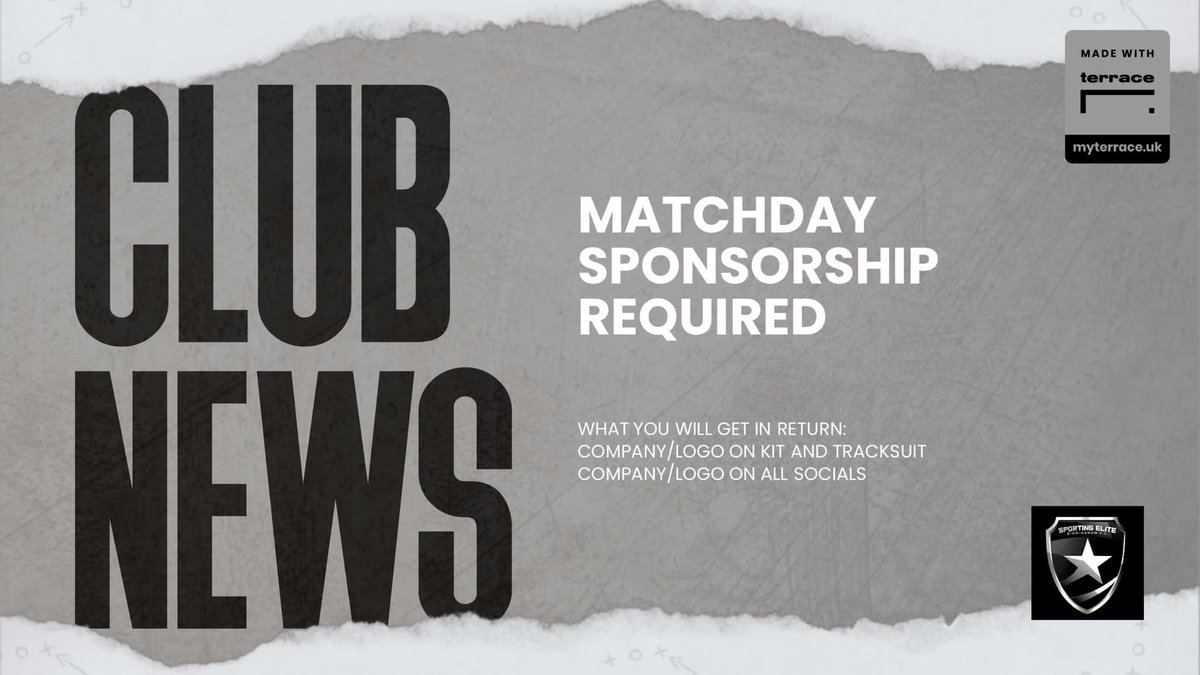 Looking for a sponsor to help support with pitch fee’s, kit and tracksuits. 
Happy to advertise your business on all social forums and importantly on any clothing we purchase as a support from the financing.

**Please share and retweet**