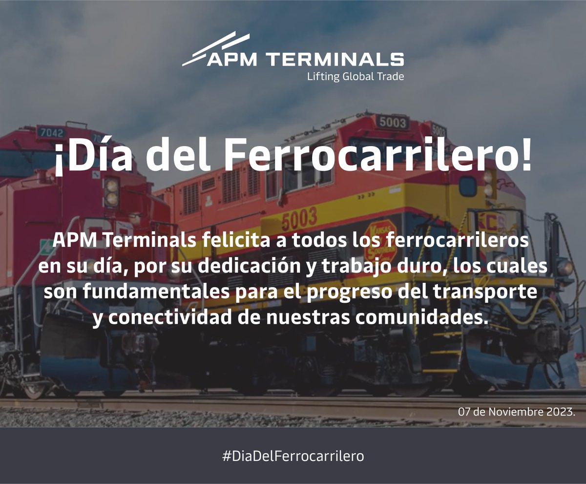 APMTerminalsLC's tweet photo. ¡Día del Ferrocarrilero!

APM Terminals felicita a todos los ferrocarrileros en su día, por su dedicación y trabajo duro, los cuales son fundamentales para el progreso del transporte y conectividad de nuestras comunidades. https://t.co/6gFsLhURS7