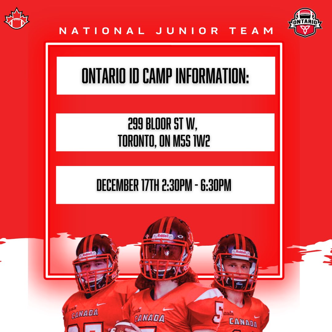 Registration for the December 17th Junior National Team ID Camp is already 35% full!

Make sure you register before the price goes up on December 1st! Registration is open to all athletes born in 2004/05/06/07!

Register: app.teamlinkt.com/register/go/fo…

#WeAreFootballOntario