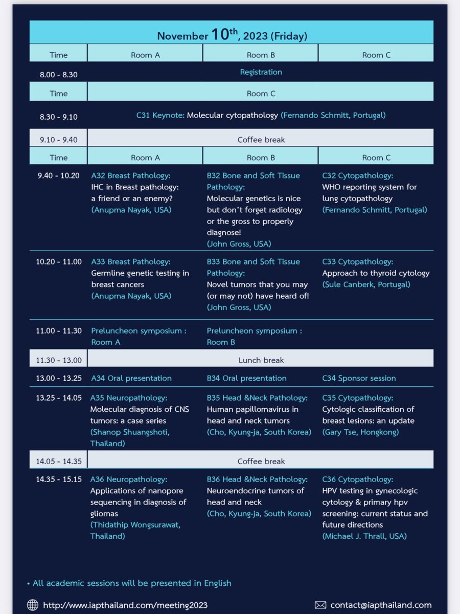 The 62nd Annual IAP Thailand is about to begin! Here is a list of topics / speakers. My talks are on Friday #BSTPath #pathology #IAP #bangkok #thailand #hemepath #surgpath #GYNPath #GUPath #GIPath #ENTPath #Pulmpath #CVPath #NeuroPath #CNSPath