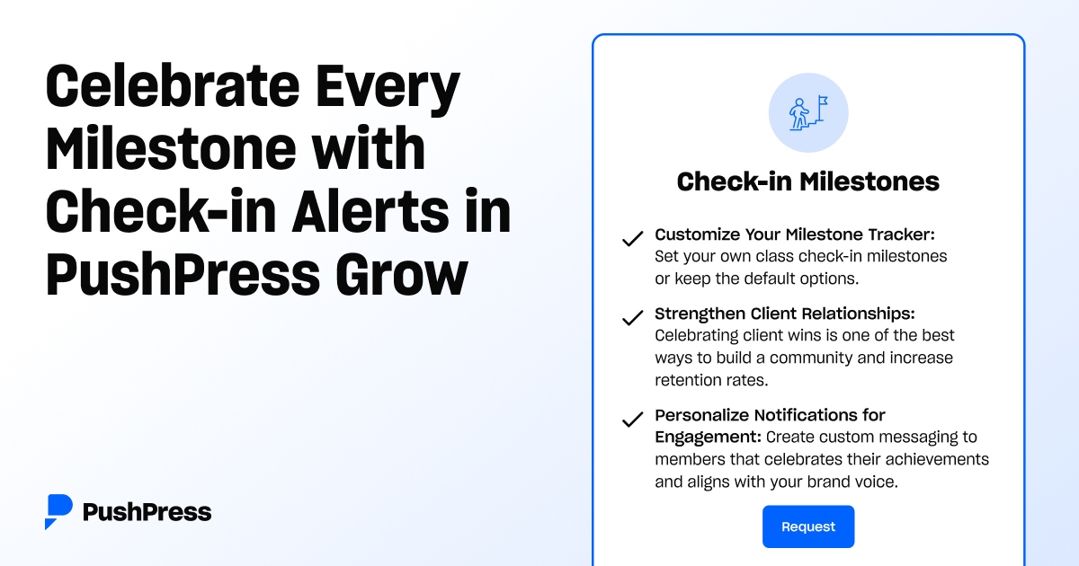PushPress, Inc. (@pushpressapp) on Twitter photo Your members' achievements deserve to be celebrated 🥇
With our new Check-in Milestones feature in PushPress Grow, staff get alerted when a member hits a check-in milestone. 
Learn more about PushPress Grow: pushpress.com/grow Your members' achievements deserve to be celebrated 🥇
With our new Check-in Milestones feature in PushPress Grow, staff get alerted when a member hits a check-in milestone. 
Learn more about PushPress Grow: pushpress.com/grow