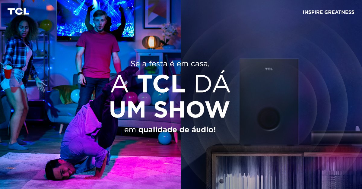 TCL_OficialBR's tweet image. Se é festa, tem que ter música. E se tem música, a TCL garante o show. Pela TV ou Soundbar, você escolhe a trilha sonora da noite. Se alguém não se divertir, é só trocar de música e começar de novo!
#EscolhaTCL #InspireGreatness