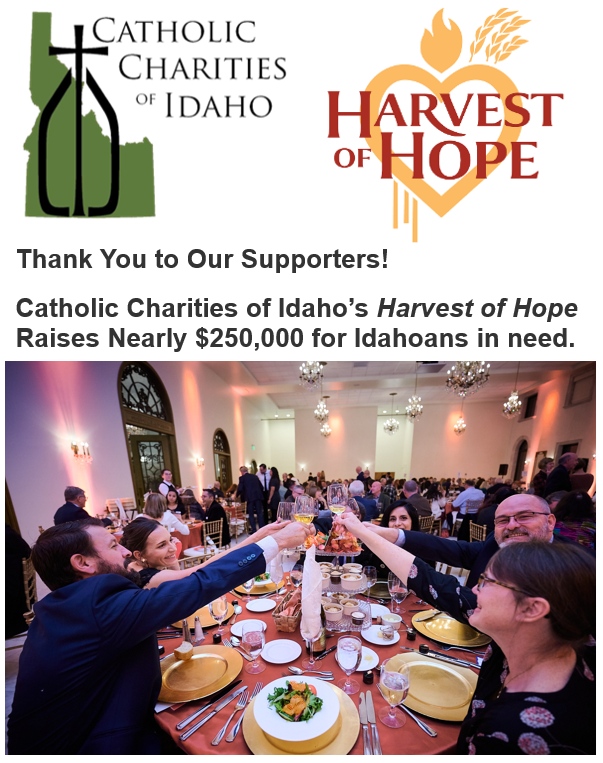CCIdaho's tweet photo. All of us at Catholic Charities of Idaho extend our heartfelt gratitude to everyone who attended our 2023 Harvest of Hope Gala and Dinner. Your presence and support made the event a resounding success and will have a lasting impact on our mission to serve those in need! https://t.co/q4RJFPxow4