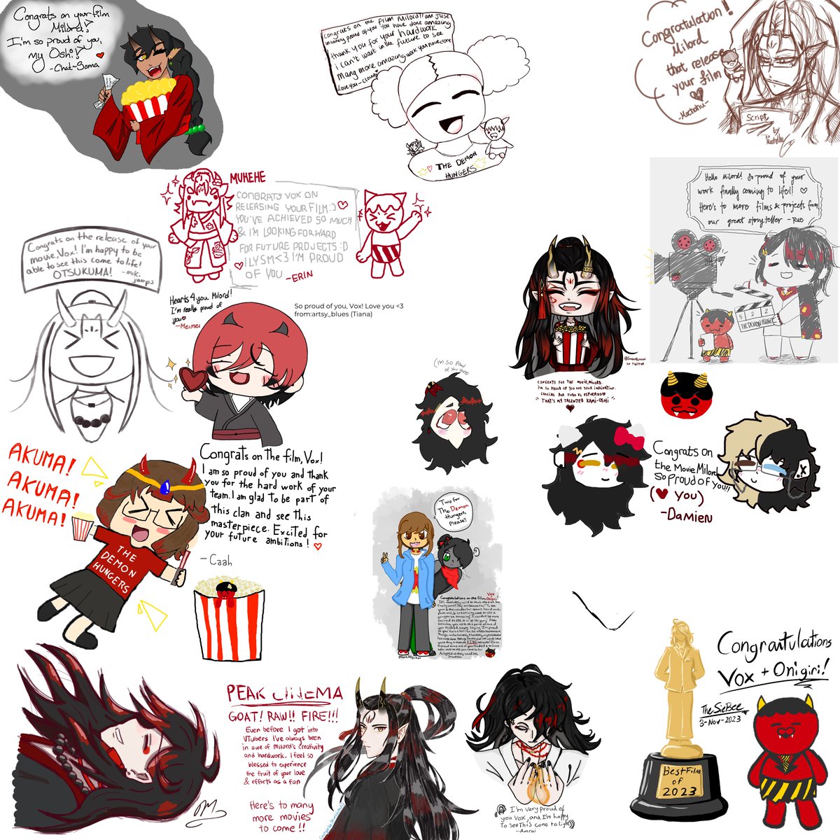As the hype for the premiere of "The Demon Hungers" built, we got to work drawing our excitement and congratulations! 
These aggie boards are a gift to congratulate Milord for finally being able to release his film~ ❤️
#Akurylic #VoxAkuma #TheDemonHungers