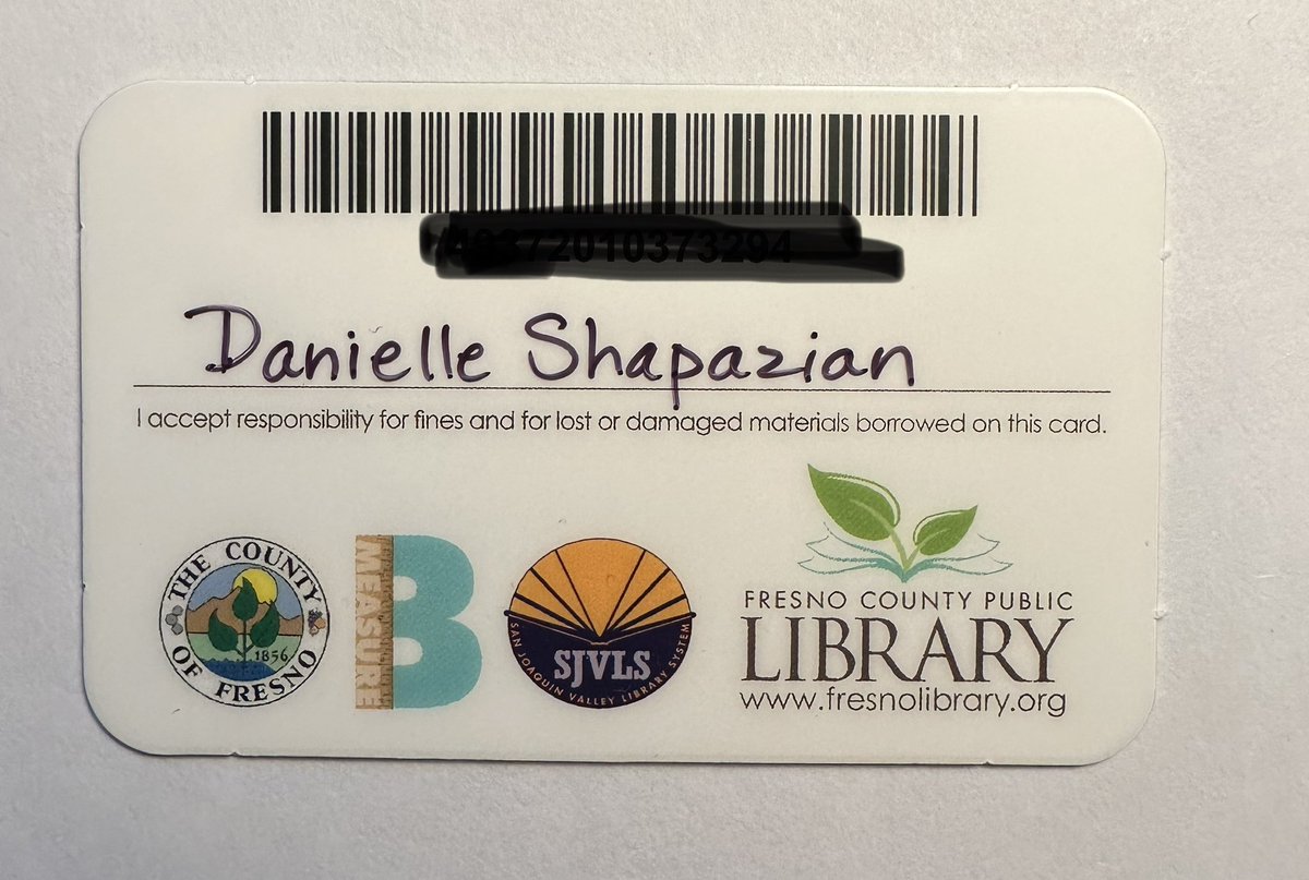 DShapazian's tweet image. I wonder how many members of @FresnoCountyCA Board of Supervisors have/use a @FCPL card? I’ve had one since I was five years old. Checked out whatever books I wanted, even as a kid. Once even snuck into the “off limits” section at the Selma Library. I turned out fine. 📚

#SadDay