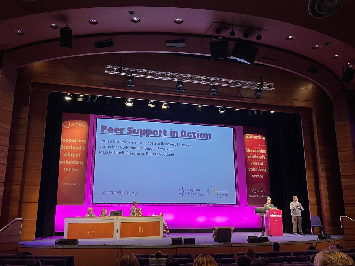 get2getheredin's tweet photo. What an incredible time at the #TheGathering2023 in @EICC. Attended an inspiring workshop on peer support by @YoungWomensMvmt, @BipolarScotland, and @ScotRecoveryNet. Such a fantastic event for the voluntary sector. @scvotweet

 #get2gether #VoluntarySector #PeerSupport https://t.co/QdoFfOmZXQ