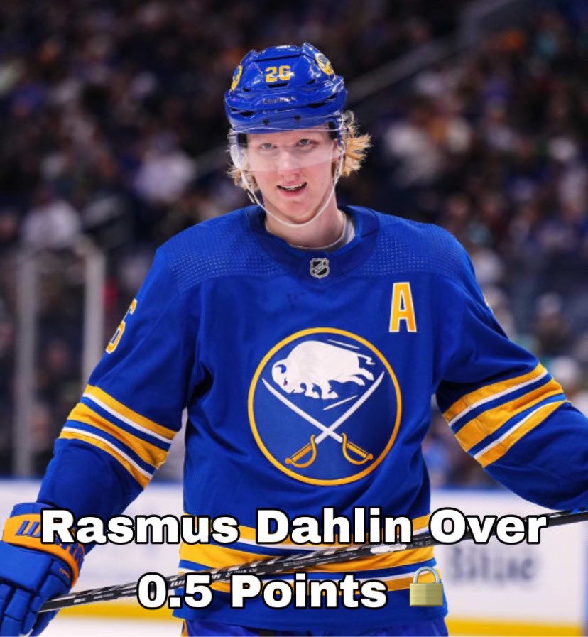 Rasmus Dahlin Over 0.5 Points 🔒 I love the odds for this I expect this game to be minimum 7+ goals so good shot Rasmus can get a assists but who knows he has two goals up to this point? 
#rasmusdahlin #buffalosabres #sportsbettingtwitter