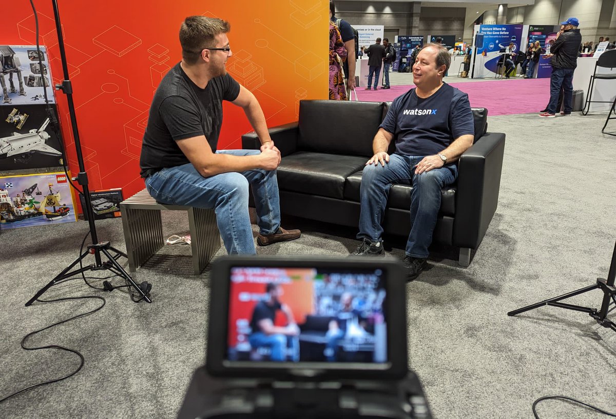 bradtopol's tweet photo. A huge thanks to @stevebot and @equinixmetal for allowing me to do a podcast on open source and @IBMwatsonx at their booth at #KubeCon! I very much enjoyed getting to sit and chat with my long time friend @stevebot! https://t.co/OYTXV6VeNC