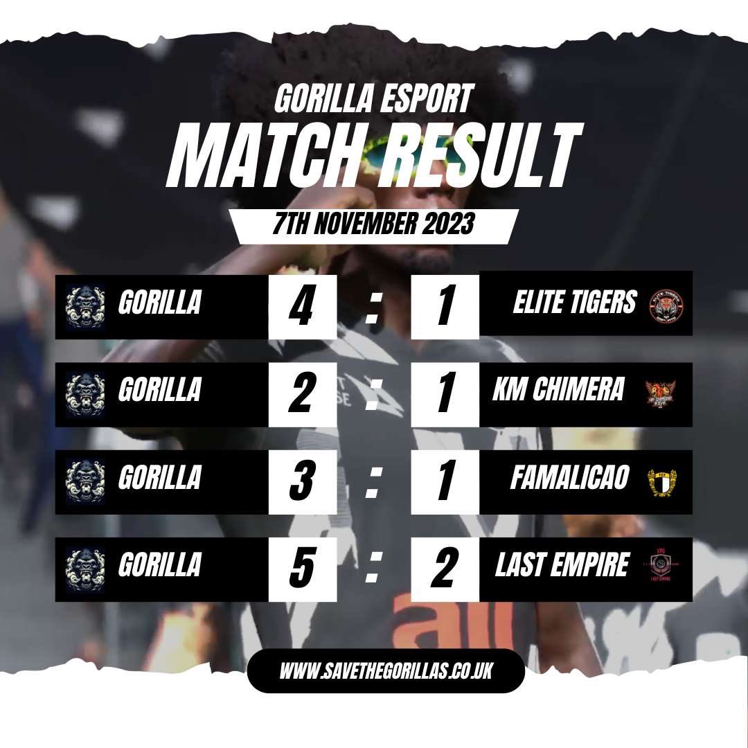 4 big games in <a href="/OfficialVPG/">Virtual Pro Gaming</a> tonight, including first game of VPG Esports Cup. 

Good performance with 4 wins.

Manager @Bachira10x said tonight after the game ‘Good games guys, I’m smiling, what a performance’. 

Up The Gorillas! 

🦍🦍🦍🦍