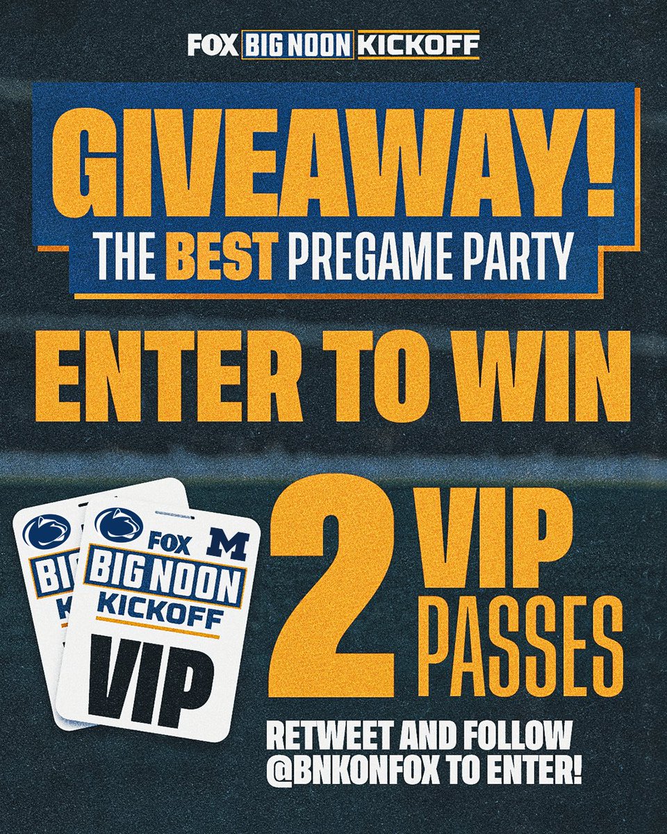 BNKonFOX's tweet photo. Come be a part of the BEST pregame party 🎥🎉

Enter to win 2️⃣ VIP passes to the Nov. 11 show in State College. Must follow @bnkonfox to enter. Winner announced on Thursday. https://t.co/RFBEKqZy3c