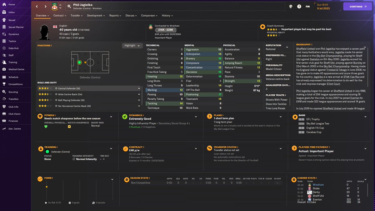 managerjourneys's tweet photo. First signing!!! Big Phil Jagielka!!! Should add a bit of stability and steel to that back line, couldn't help myself! #FM24 #new #signing #letsgo https://t.co/M7aGl8KrBl