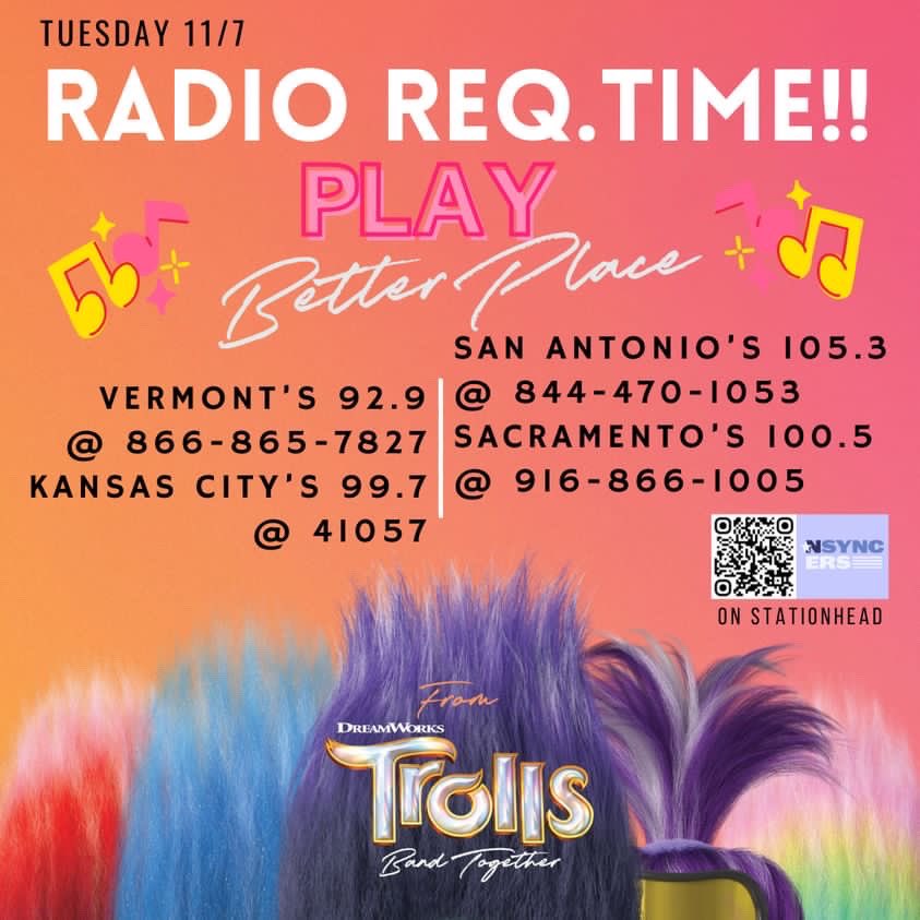 hillymob1's tweet image. ⭐️⭐️Text Time, NSYNCERS!⭐️⭐️

Here’s your Round 2 of radio stations you can text to request #NSYNC_Better_Place !  Let’s keep those radio spins trending upward! 💫

#NSYNC @NSYNC @JohnnyWrightWEG @MelindaWEG @daddioraddio @KeithRothschild @RCAPromo @RCARecords @sonymusic