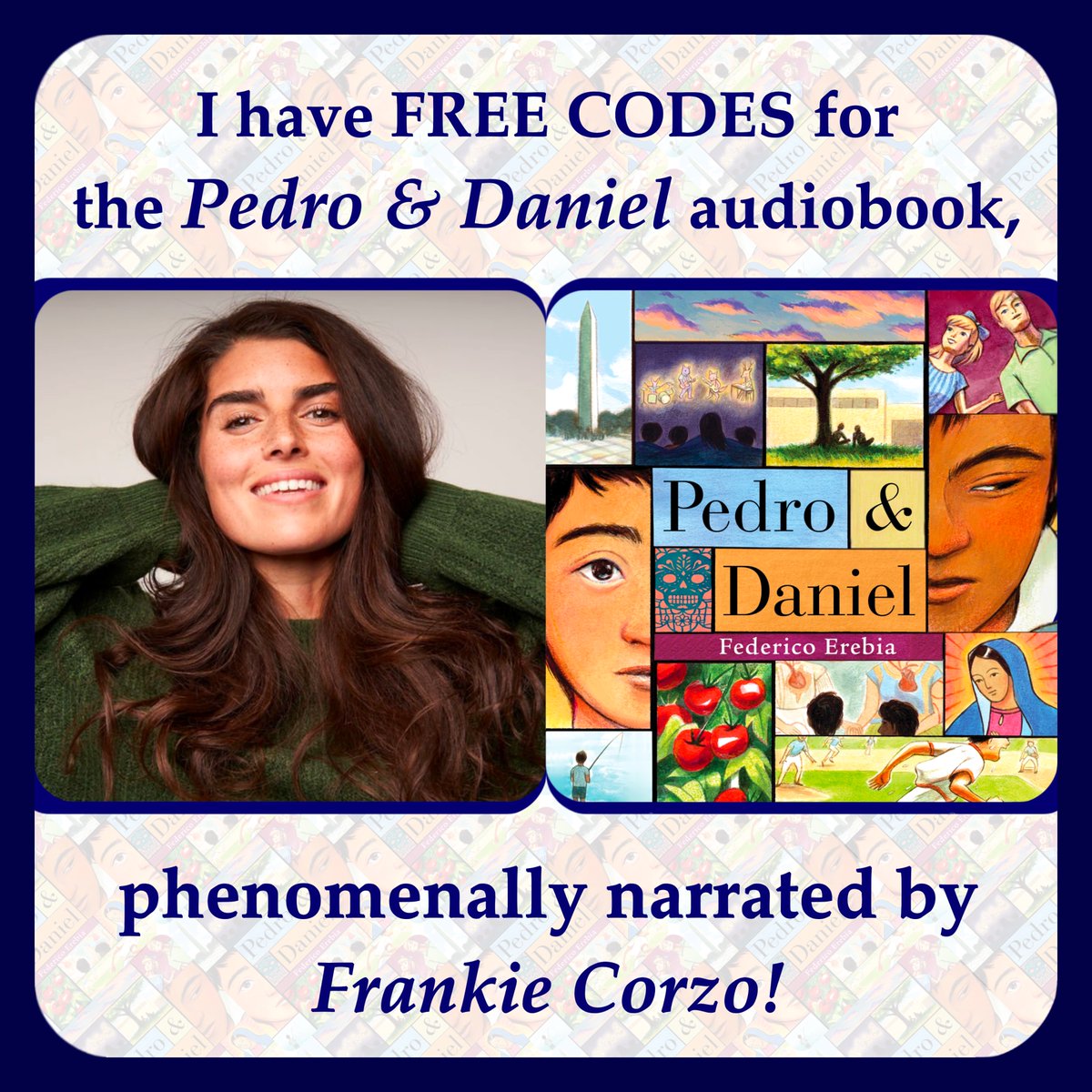 The PEDRO &amp; DANIEL audiobook giveaway!

Frankie Corzo embodies Pedro, Daniel, and every other character, in a tour de force performance.

Enter here: bit.ly/PDaudiobook

Look for me at YALSA, NCTE, and/or ALAN. I will have a QR code to enter, copies of PEDRO &amp; DANIEL, and