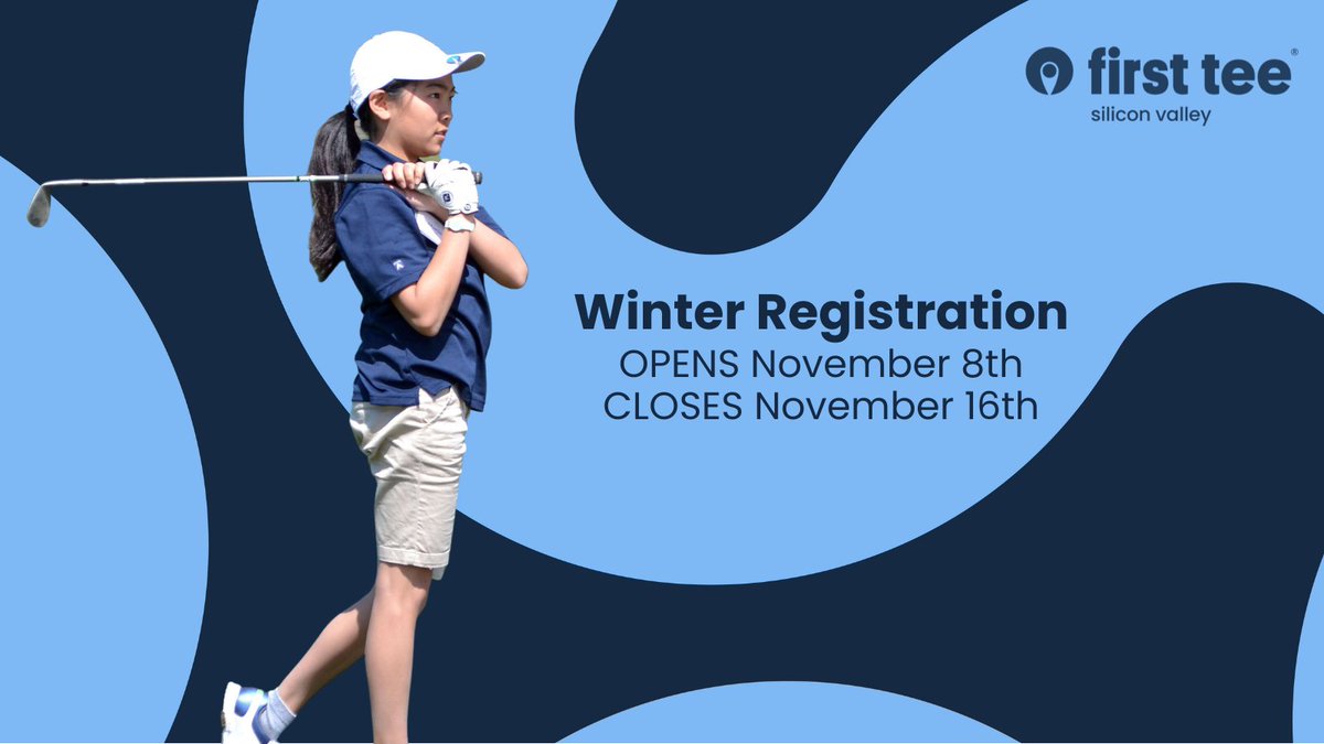 FirstTeeSV's tweet image. Registration for winter courses open WEDNESDAY NOVEMBER 8th. Courses fill fast, so make sure you're signed in to SIGN UP! Financial Aid available. NO ONE is turned away! firstteesiliconvalley.org

#youthdevelopment #youth #golf #lifeskills